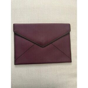 Rebecca Minkoff Leo Saffiano Maroon Leather Envelope Clutch NWOT